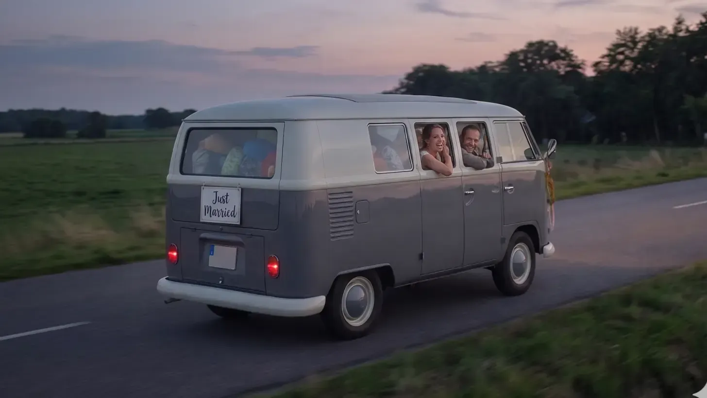Interieur van de klassieke VW bus — stijlvol en karaktervol voor jullie bruiloft